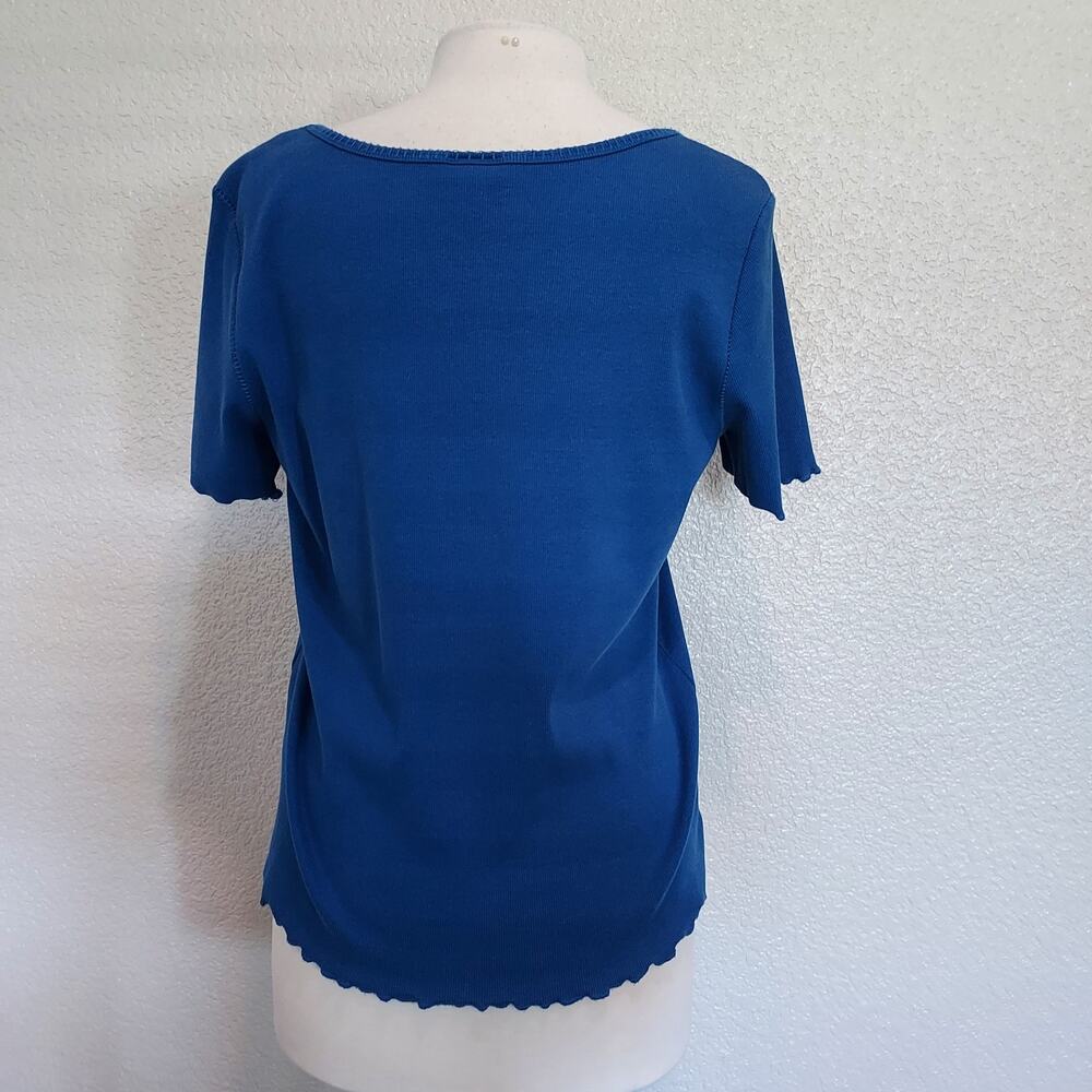 J. Jill Blue Ribbed Scoop Neck Top Size XL - Picture 8 of 11